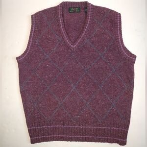 Colours by Alexander Julian Knit Vest Shetland Wool Vintage 90s Purple Pink L